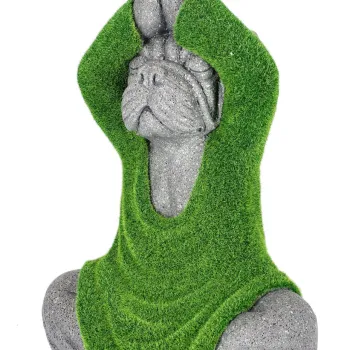 Decoratiune de gradina Sitting Yoga Dog, Bizzotto, 31x20x42 cm, magneziu, Verde imagine