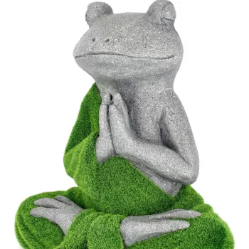 Decoratiune de gradina Sitting Yoga Frog, Bizzotto, 35x23x28 cm, magneziu, Verde imagine