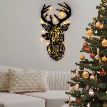 Decoratiune de luminoasa XMASBLACK-003, Tanelorn, 36x56 cm, metal, negru imagine
