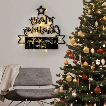 Decoratiune de luminoasa XMASBLACK-004, Tanelorn, 67x62 cm, metal, negru imagine
