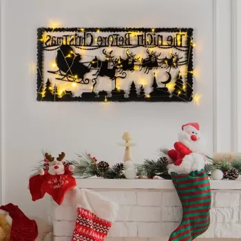 Decoratiune de luminoasa XMASBLACK-012, Tanelorn, 83x39 cm, metal, negru imagine