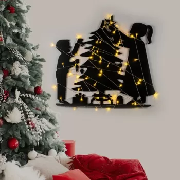 Decoratiune de luminoasa XMASBLACK-016, Tanelorn, 39x64 cm, metal, negru imagine