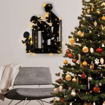 Decoratiune de luminoasa XMASBLACK-018, Tanelorn, 39x86 cm, metal, negru imagine