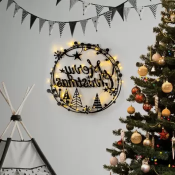 Decoratiune de luminoasa XMASBLACK-021, Tanelorn, 60x72 cm, metal, negru imagine