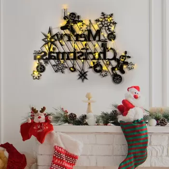 Decoratiune de luminoasa XMASBLACK-023, Tanelorn, 95x69 cm, metal, negru imagine