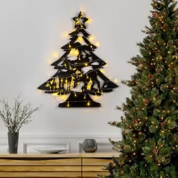 Decoratiune de luminoasa XMASBLACK-024, Tanelorn, 59x70 cm, metal, negru imagine