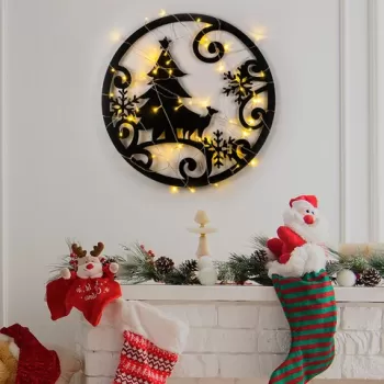 Decoratiune de luminoasa XMASBLACK-027, Tanelorn, 60x60 cm, metal, negru imagine