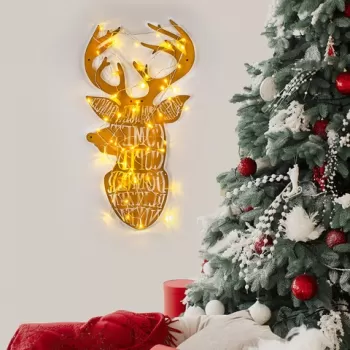 Decoratiune de luminoasa XMASGOLD-003, Tanelorn, 36x56 cm, metal, auriu imagine