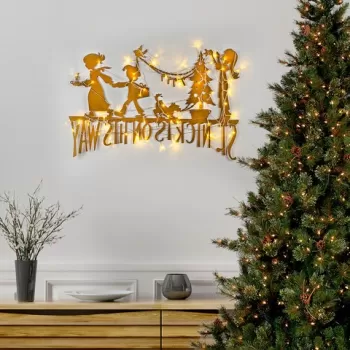 Decoratiune de luminoasa XMASGOLD-011, Tanelorn, 70x74 cm, metal, auriu imagine