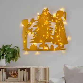 Decoratiune de luminoasa XMASGOLD-016, Tanelorn, 39x64 cm, metal, auriu imagine