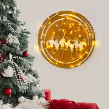 Decoratiune de luminoasa XMASGOLD-019, Tanelorn, 61x61 cm, metal, auriu imagine
