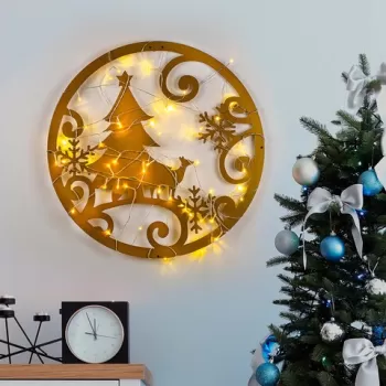 Decoratiune de luminoasa XMASGOLD-027, Tanelorn, 60x60 cm, metal, auriu imagine