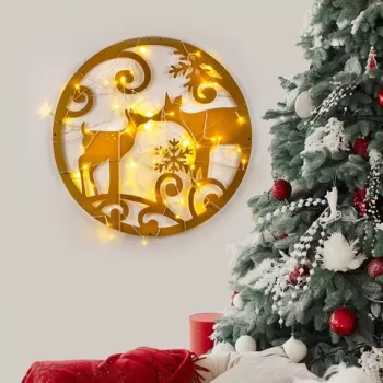 Decoratiune de luminoasa XMASGOLD-029, Tanelorn, 60x60 cm, metal, auriu imagine