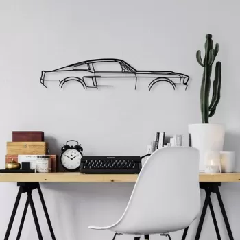 Decoratiune de perete, 1967 Ford Mustang Shelby GT500 Silhouette, Metal, 70 x 15 cm, Negru imagine