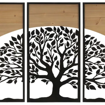 Decoratiune de perete 3 piese Arc, Mauro Ferretti, 105x70 cm, fier/MDF, negru/maro imagine