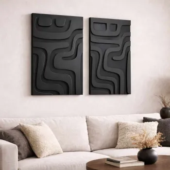 Decoratiune de perete, 3D4068-003, MDF, Plastic (Grosime: 10 mm                       , Negru imagine