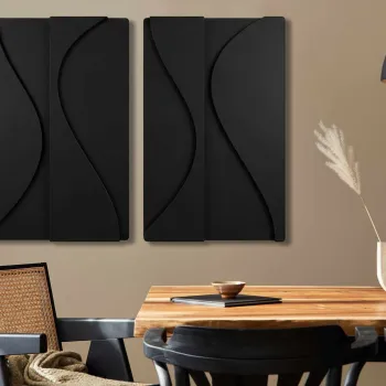 Decoratiune de perete, 3D4068-006, MDF, Plastic (Grosime: 10 mm                       , Negru imagine
