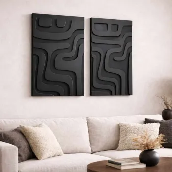 Decoratiune de perete, 3D70100-003, MDF, Plastic (Grosime: 10 mm                       , Negru imagine