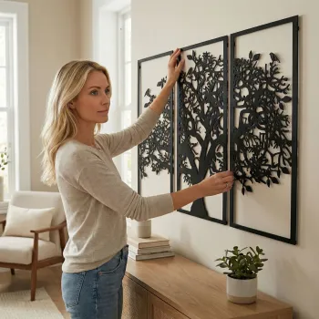 Decoratiune de perete, 5121, Metal, Dimensiune: 150 x 100 cm, Negru imagine