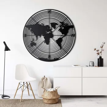Decoratiune de perete, 5139, Metal, Dimensiuni: 71 x 71 cm, Negru imagine