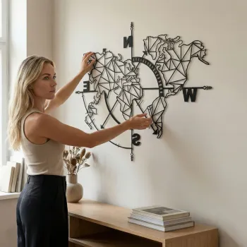 Decoratiune de perete, 5140, Metal, Dimensiuni: 98 x 75 cm, Negru imagine