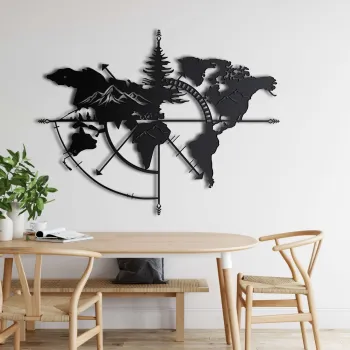 Decoratiune de perete, 5148, Metal, Dimensiuni: 98 x 75 cm, Negru imagine
