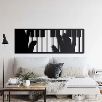 Decoratiune de perete, 5156, Metal, Dimensiune: 75 x 25 cm, Negru imagine