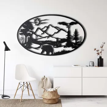 Decoratiune de perete, 5190, Metal, Dimensiune: 60 x 36 cm, Negru imagine