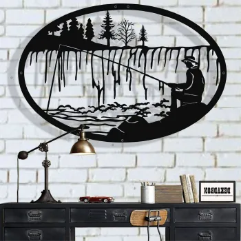 Decoratiune de perete, 5203, Metal, Dimensiune: 75 x 50 cm, Negru imagine