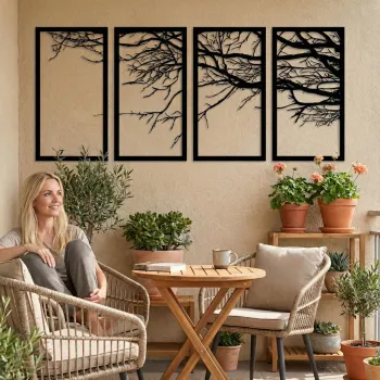 Decoratiune de perete, 5211, Metal, Dimensiuni: 175 x 88 cm, Negru imagine