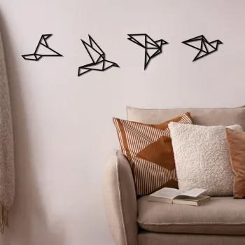 Decoratiune de perete, 5218, METAL,, 4 bucati) (Negru, imagine