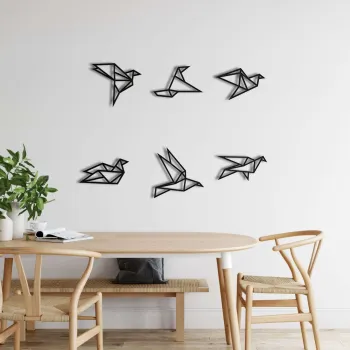 Decoratiune de perete, 5218, METAL,, 6 bucati) (Negru, imagine
