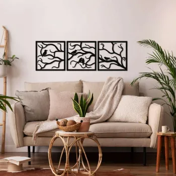 Decoratiune de perete, 5232, Metal, Dimensiuni: 102 x 33 cm, Negru imagine