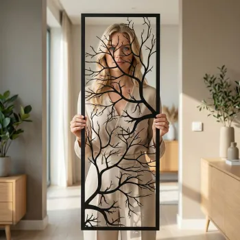 Decoratiune de perete, 5234, Metal, Dimensiune: 34 x 100 cm, Negru imagine