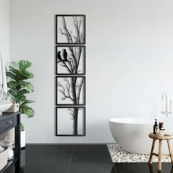Decoratiune de perete, 5235, Metal, Dimensiuni: 37,5 x 150 cm, Negru imagine
