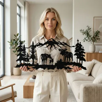 Decoratiune de perete, 5259, Metal, 100 x 44 cm, Negru imagine