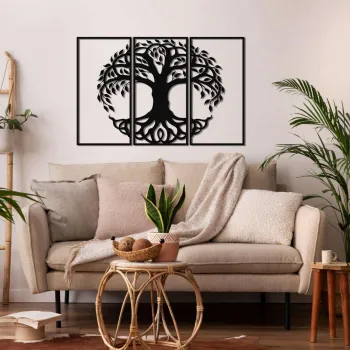 Decoratiune de perete, 5273, Metal, Dimensiune: 150 x 100 cm, Negru imagine