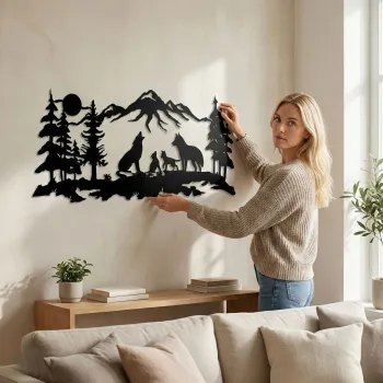 Decoratiune de perete, 5314, Metal, Dimensiuni: 117 x 51 cm, Negru imagine