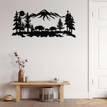 Decoratiune de perete, 5328, Metal, Dimensiuni: 75 x 33 cm, Negru imagine