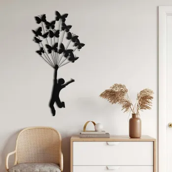 Decoratiune de perete, 5330, Metal, Dimensiuni: 38 x 75 cm, Negru imagine