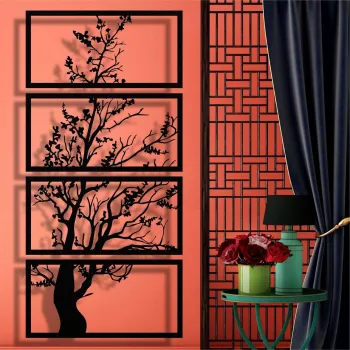 Decoratiune de perete, 5498, Metal, Dimensiune: 60 x 120 cm, Negru imagine