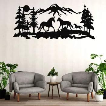 Decoratiune de perete, 5504, Metal, Dimensiuni: 75 x 33 cm, Negru imagine