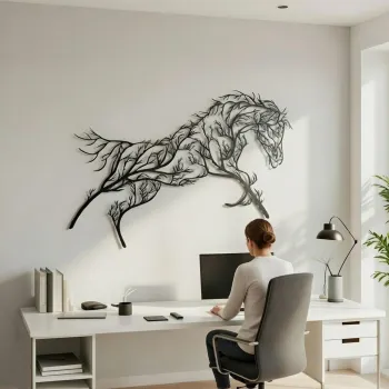 Decoratiune de perete, 5570, Metal, Dimensiune: 75 x 40 cm, Negru imagine