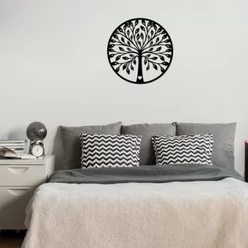 Decoratiune de perete, A?ac 3, Lemn, Dimensiune: 58 x 58 cm, Negru imagine