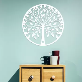 Decoratiune de perete, A?ac 4, Lemn, Dimensiune: 58 x 58 cm, Alb imagine