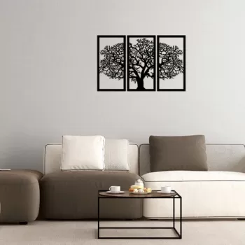 Decoratiune de perete, A?ac 5, Lemn, 105 x 66 cm, Negru imagine