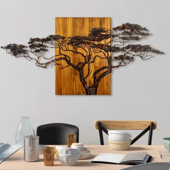 Decoratiune de perete, Acacia Tree, Latime: 144 cm Inaltime: 70 cm Adancime: 3 cm, Multicolor imagine
