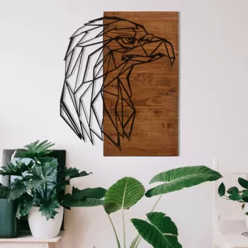 Decoratiune de perete, Afrikan, Metal, Cadru: 100% LEMN (grosime: 3 cm), Nuc negru imagine