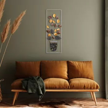 Decoratiune de perete, Alder, Metal, Dimensiune: 32 x 90 cm, Multicolor imagine