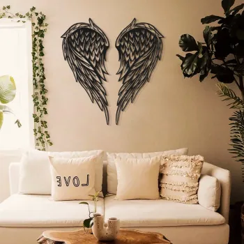 Decoratiune de perete, Angel Wings, Dimensiune: 32 x 70 cm (1 bucata), Negru imagine